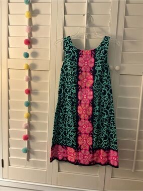 Lilly Pulitzer Teal and Hot Pink Patterned Sleeveless Dress
